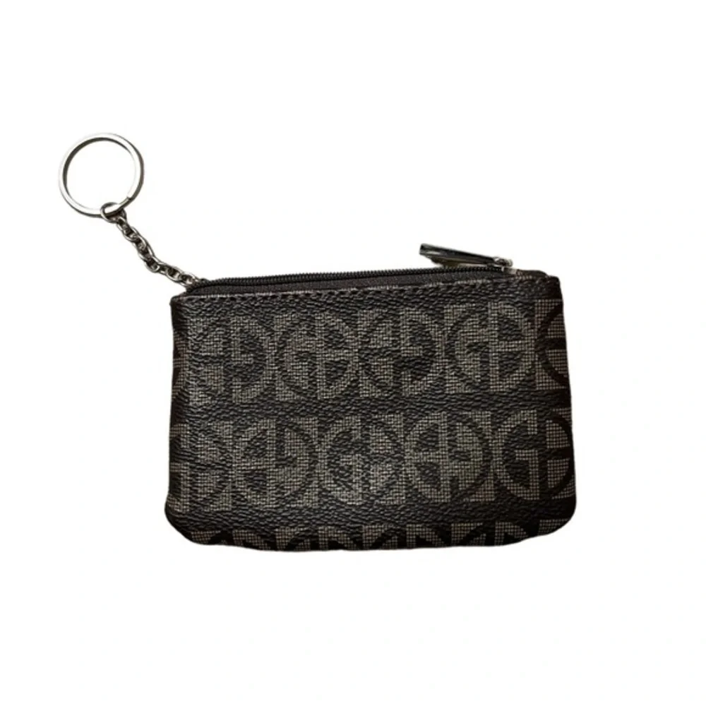 Giani Bernini Brown Logo Zipper ID / Coin Purse / Lipstick Case with Key Ring